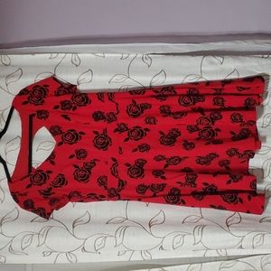 Red Dress Rose print, size S/16 plus size